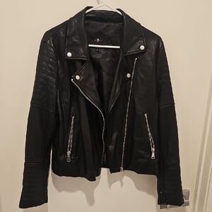 7 For All Mankind Black Leather Jacket